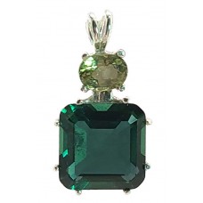 Siberian Green Quartz Earth Heart Crystal™  with Oval Green Tourmaline