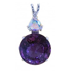 Siberian Purple Quartz Radiant Heart Crystal™ with Trillion Cut Mystic Topaz