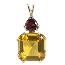 Siberian Gold Quartz Earth Heart Crystal™  with Trillion Rhodolite Garnet