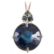 Tibetan Blue Obsidian Radiant Heart Crystal™ with Trillion Cut Aquamarine